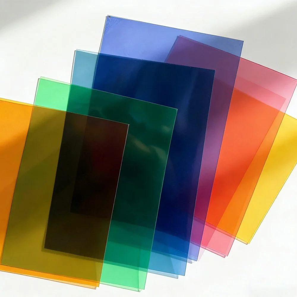 Colored PC PMMA Composite Sheets Colored PC PMMA sheets in different thicknesses and surface finishes